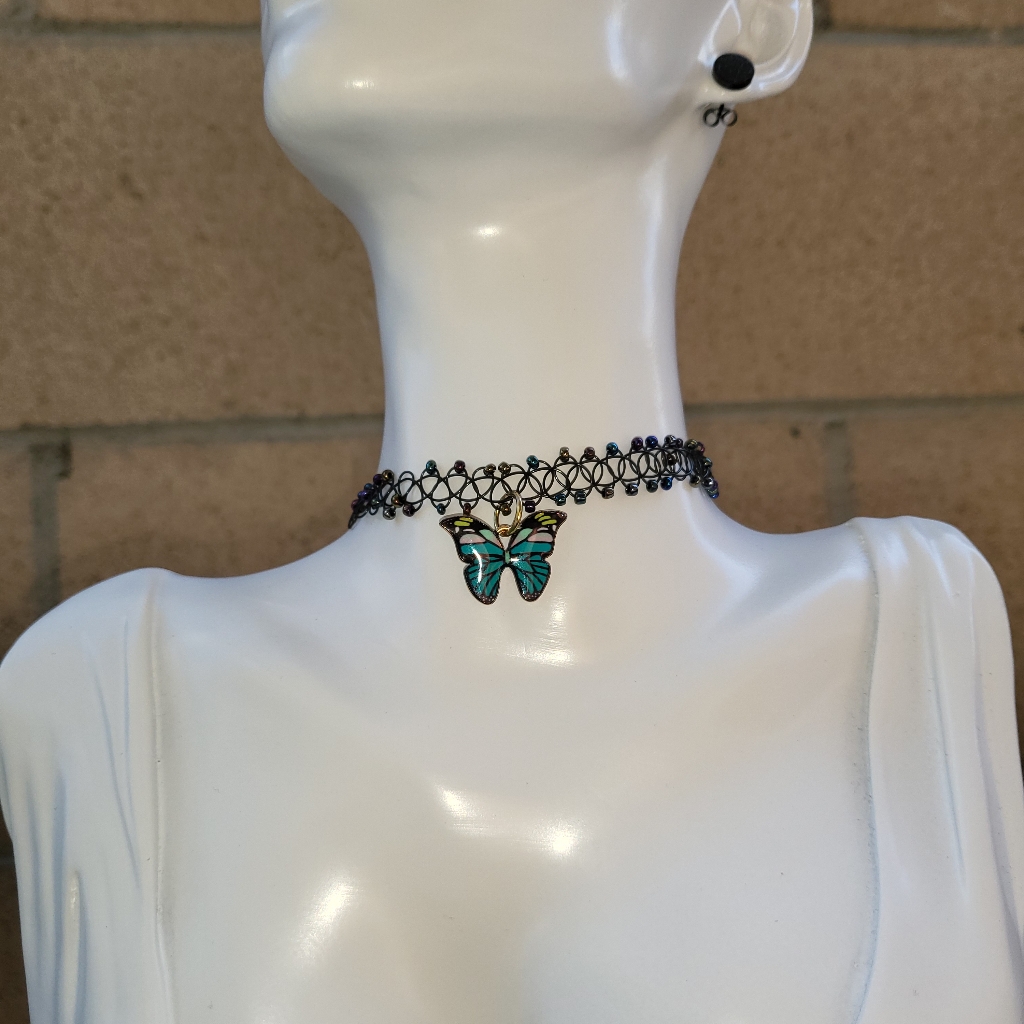 Butterfly Charm Choker Necklace 15$